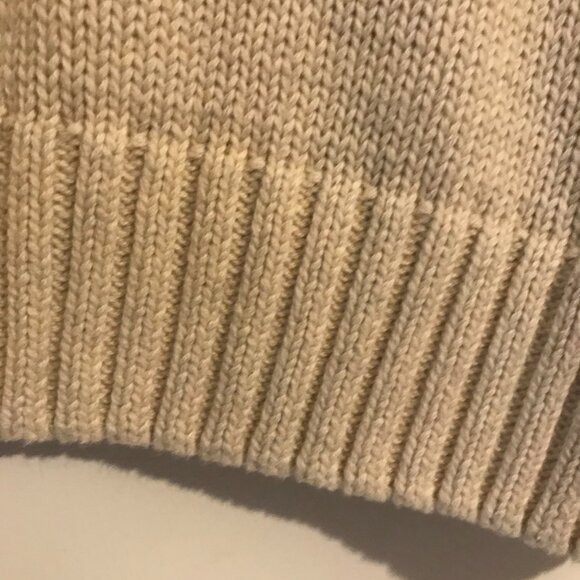 Ralph Lauren Chaps L/G men's half zip sweater, tan/cream colored. 100% cotton. - Picture 8 of 16